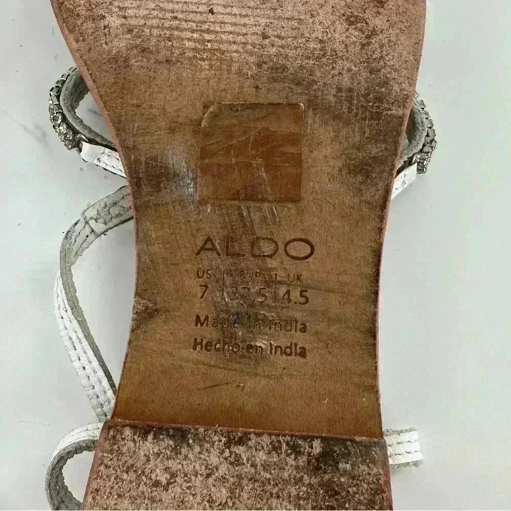 Aldo womens sandals size 7 37.5 white leather gem gladiator vintage y2k